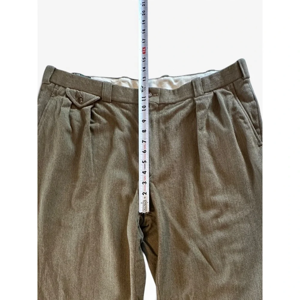 Orvis Pleated Wool Trousers Mens 40 x 29 Olive Green Made in USA Cuffed EUC